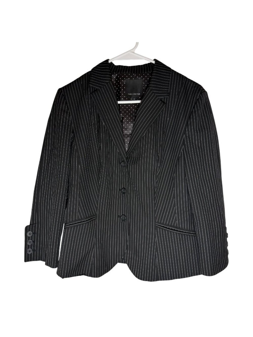 The Limited Black Pinstripe Blazer Y2K Mob Wife Suit Jacket Size 8